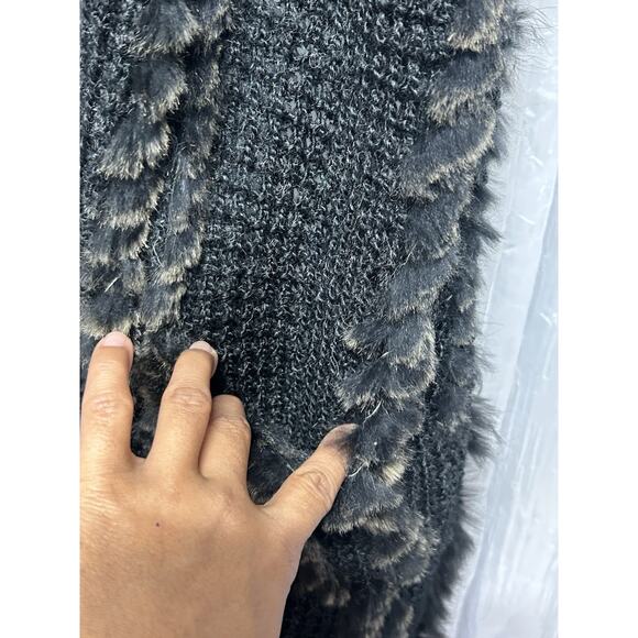 Dolce Cabo Real Rabbit Fur Long Duster Cardigan Pockets Knit Sweater Size Medium - Picture 10 of 12